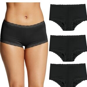 Maidenform Women's Boyshort Underwear, Microfiber With Lace Boyshort Panties, L